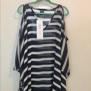 NWT Shall Dawls Navy stripe sheer maxi